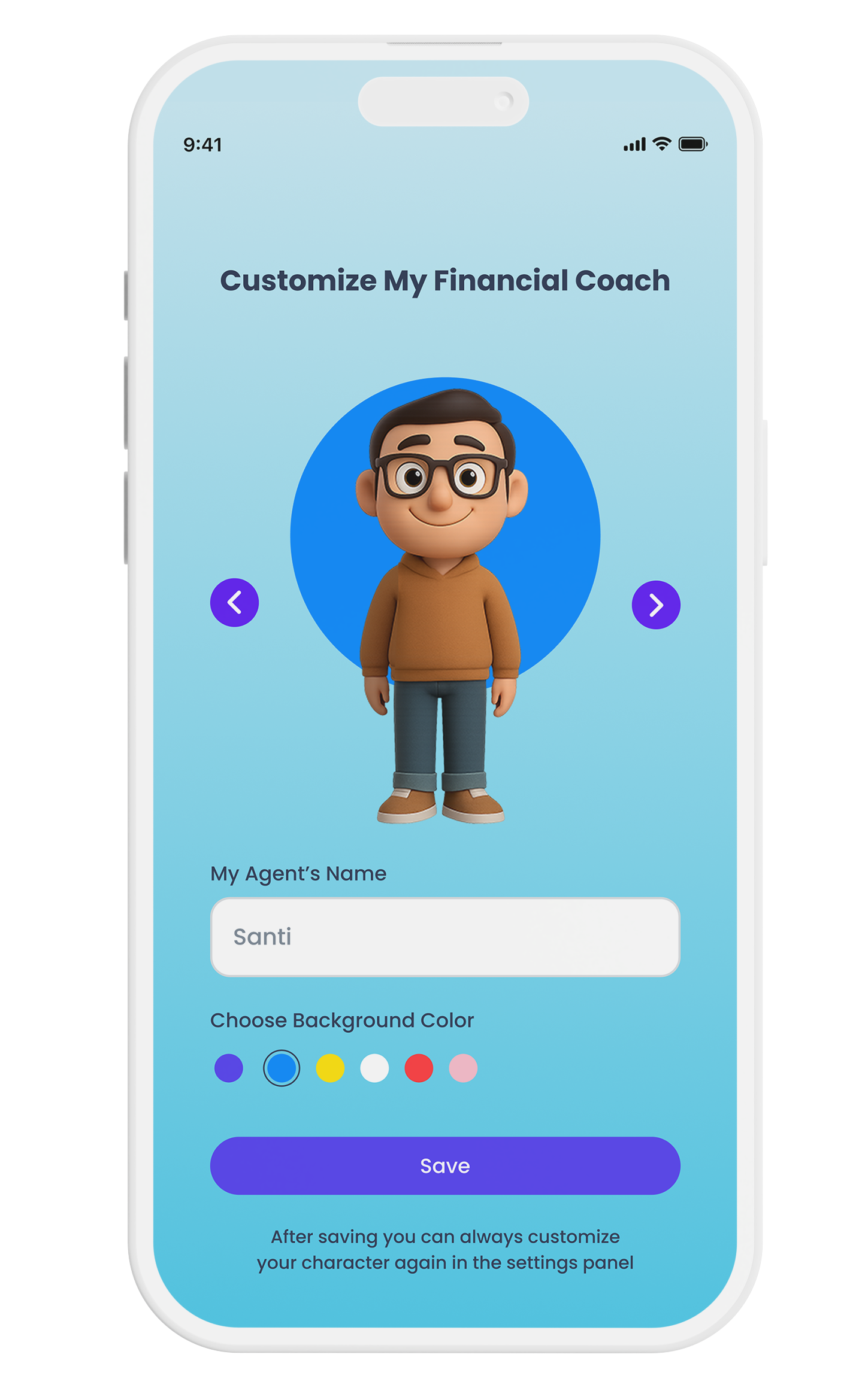 Suma Wealth AI financial agent customization screen