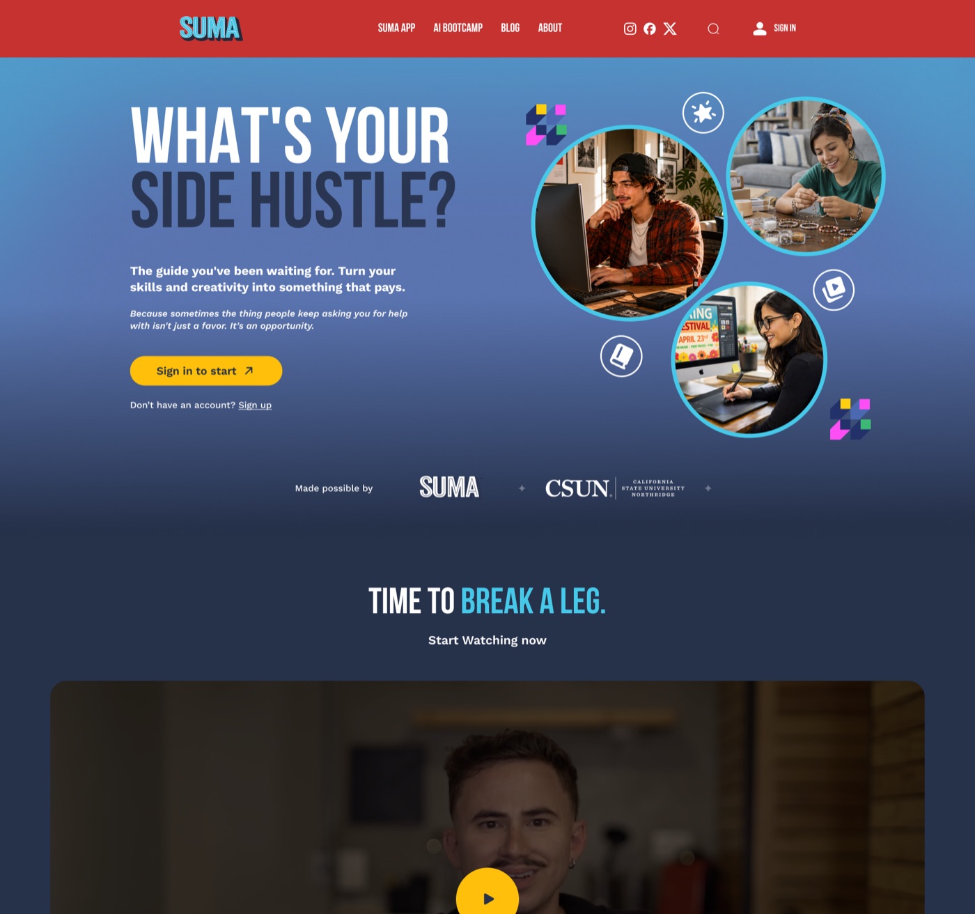 CSUN Side-Hustle Challenge landing page