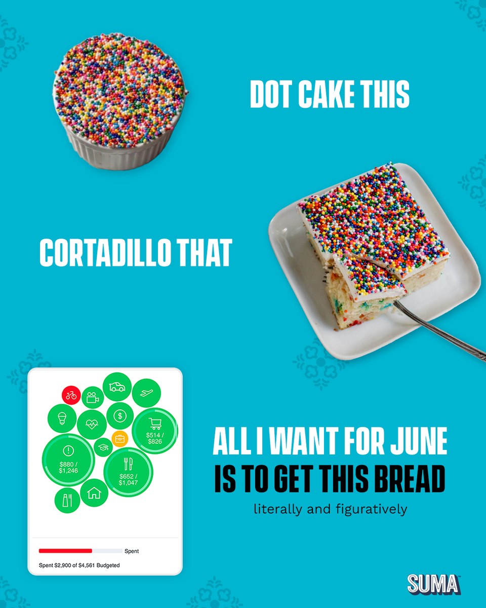 Suma two-cakes budgeting meme social post